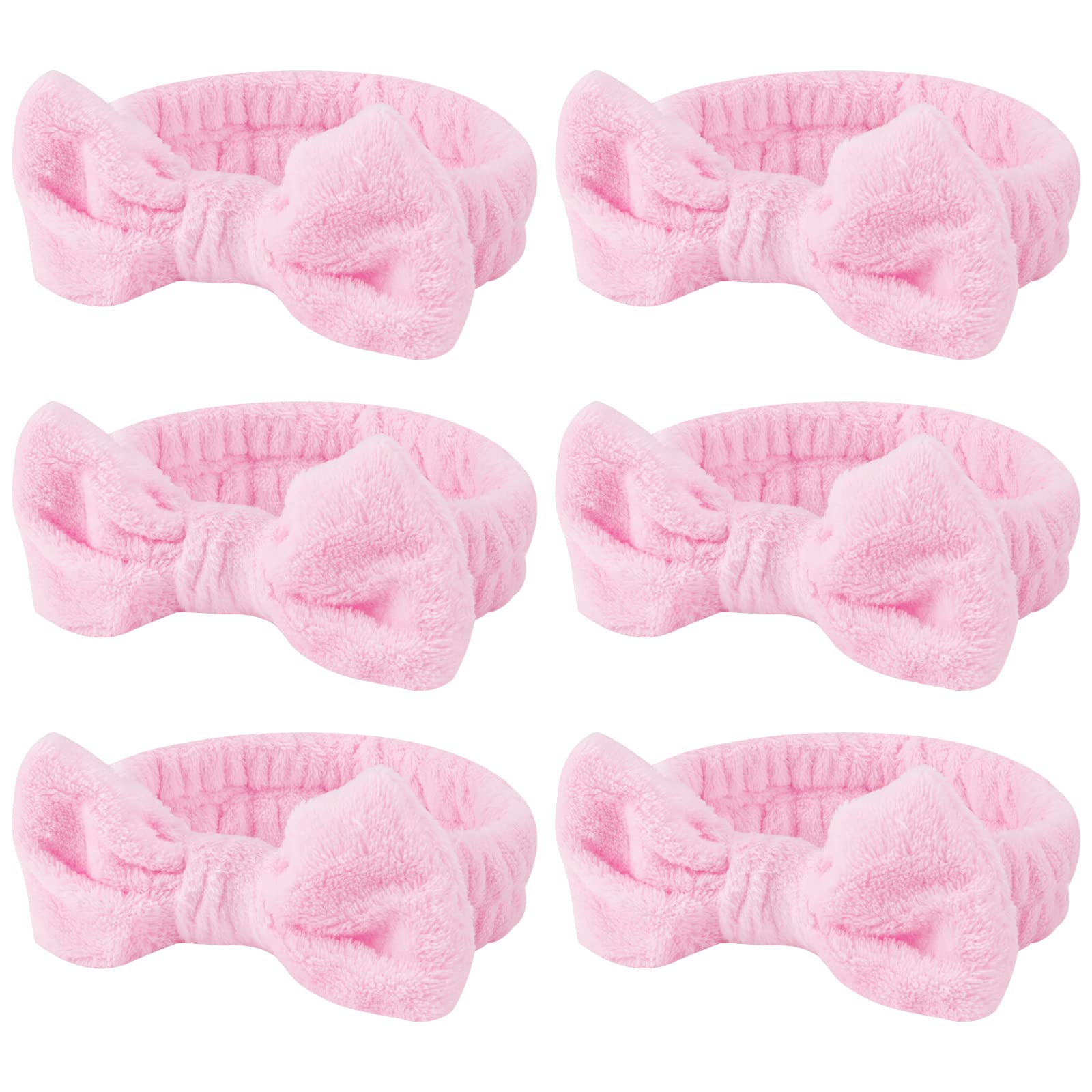 Casoty front view of six pink headbands showing neat packaging and appeal