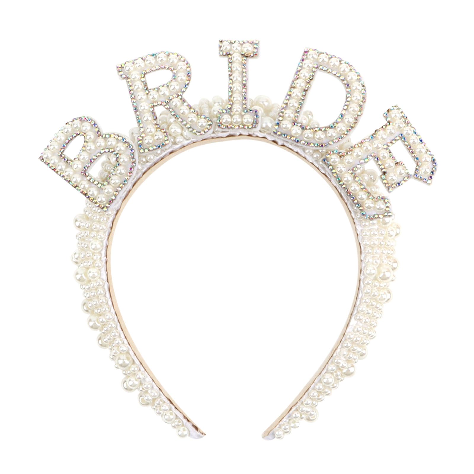 Casoty front view of pearl headband showing elegant shape and secure fit