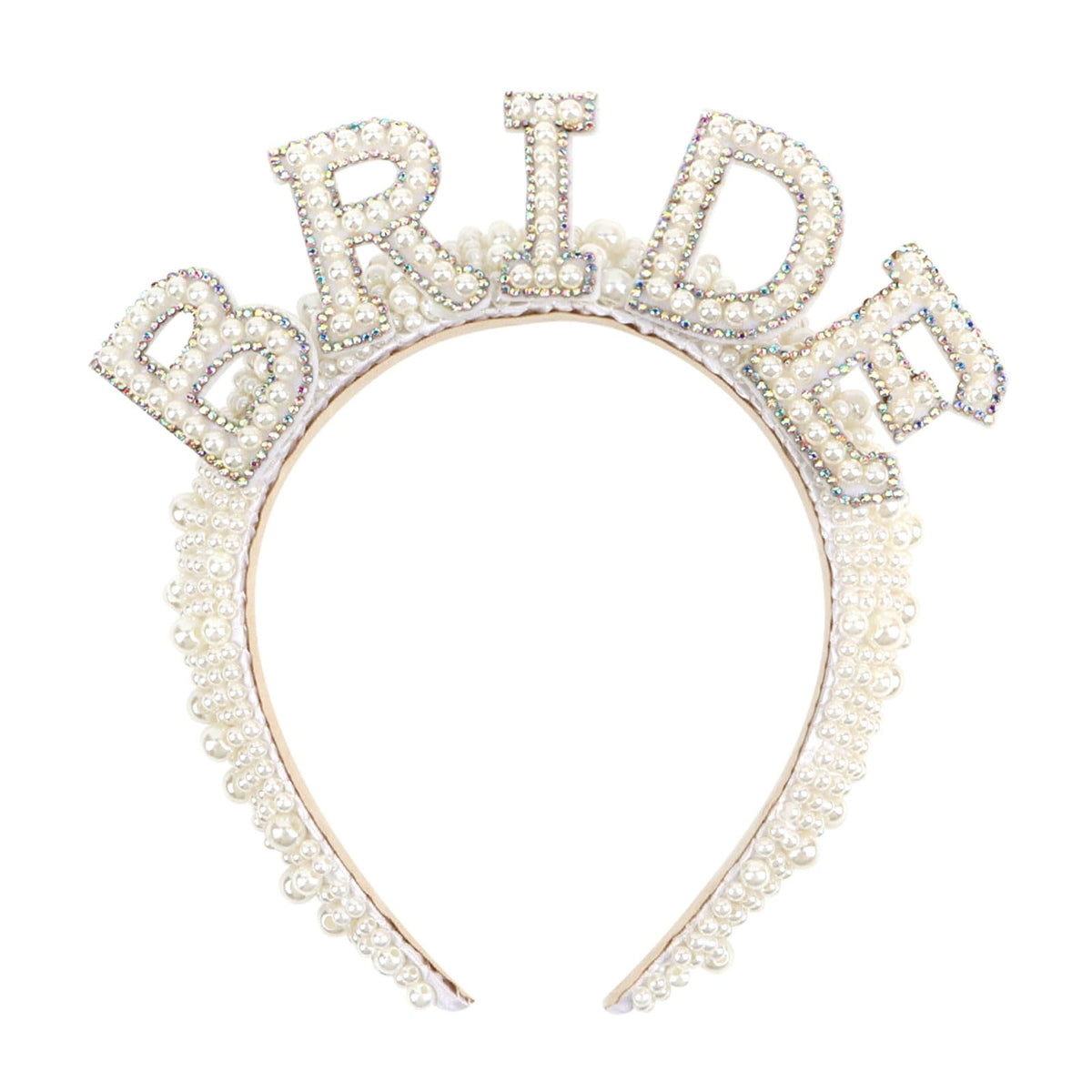 Casoty front view of pearl headband showing elegant shape and secure fit