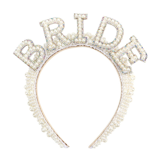 Casoty front view of pearl headband showing elegant shape and secure fit