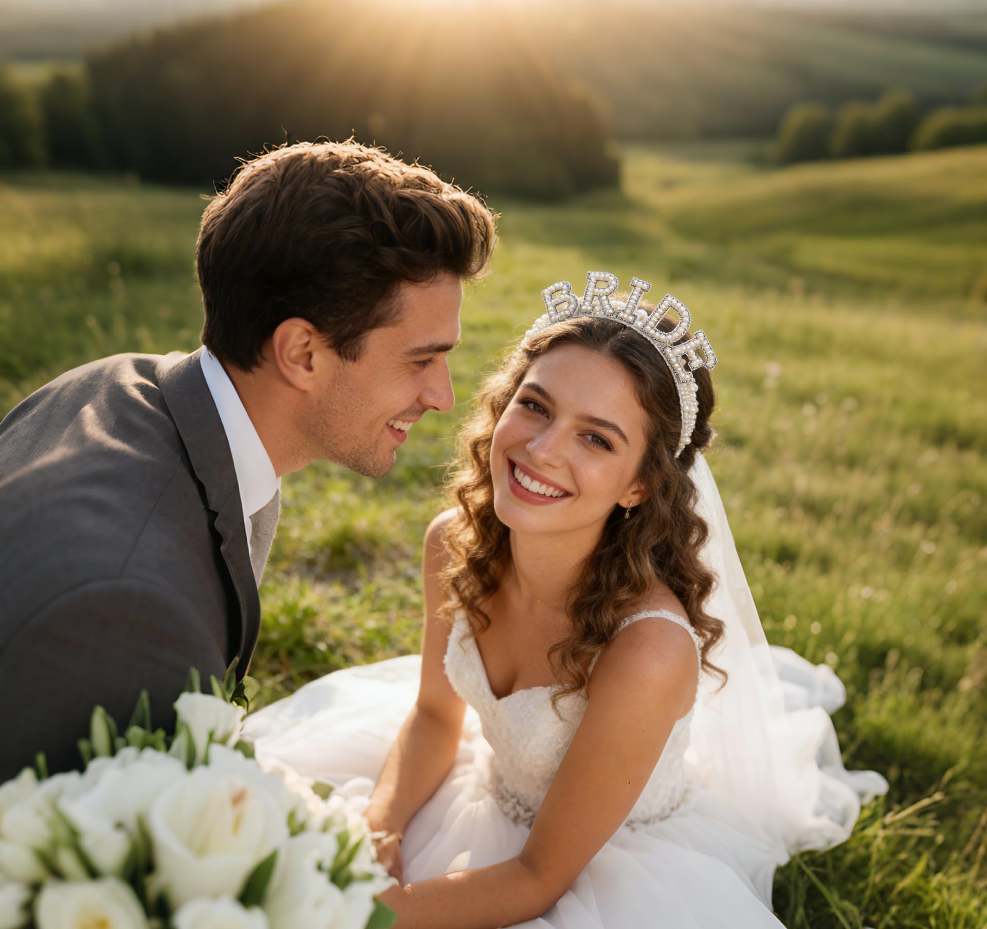 Casoty worn by bride displaying flattering bridal sparkle and photo-ready look