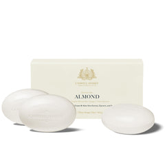 Caswell-Massey front packaging showing almond scent and gift-ready box benefit