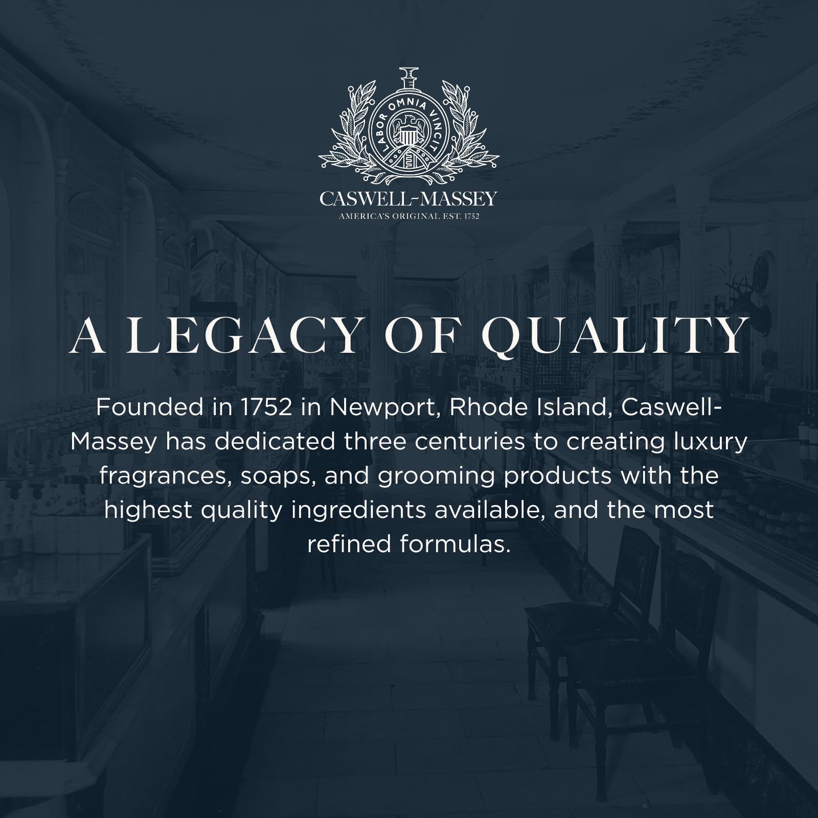 Caswell-Massey ingredient label detail emphasizing plant-based, paraben-free benefits