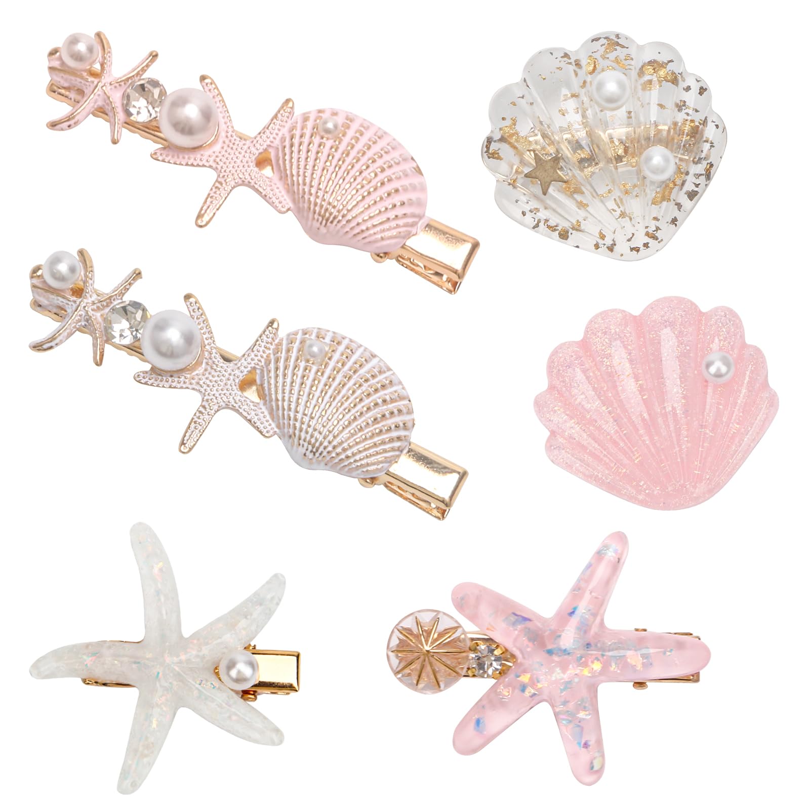 Catcan front view of six starfish hair clips shows charming beach aesthetic and easy storage