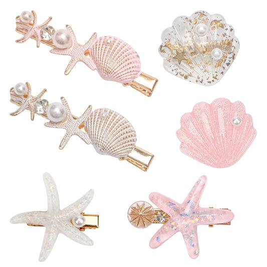 Catcan front view of six starfish hair clips shows charming beach aesthetic and easy storage