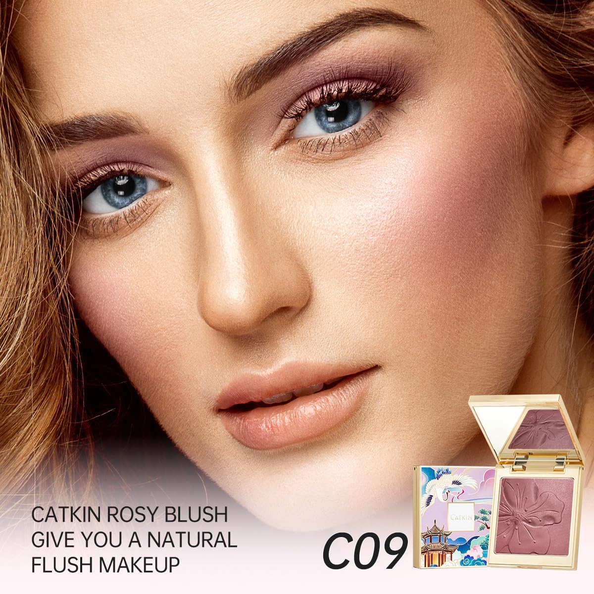 Catkin open pan showing baked pink texture for smooth, blendable application