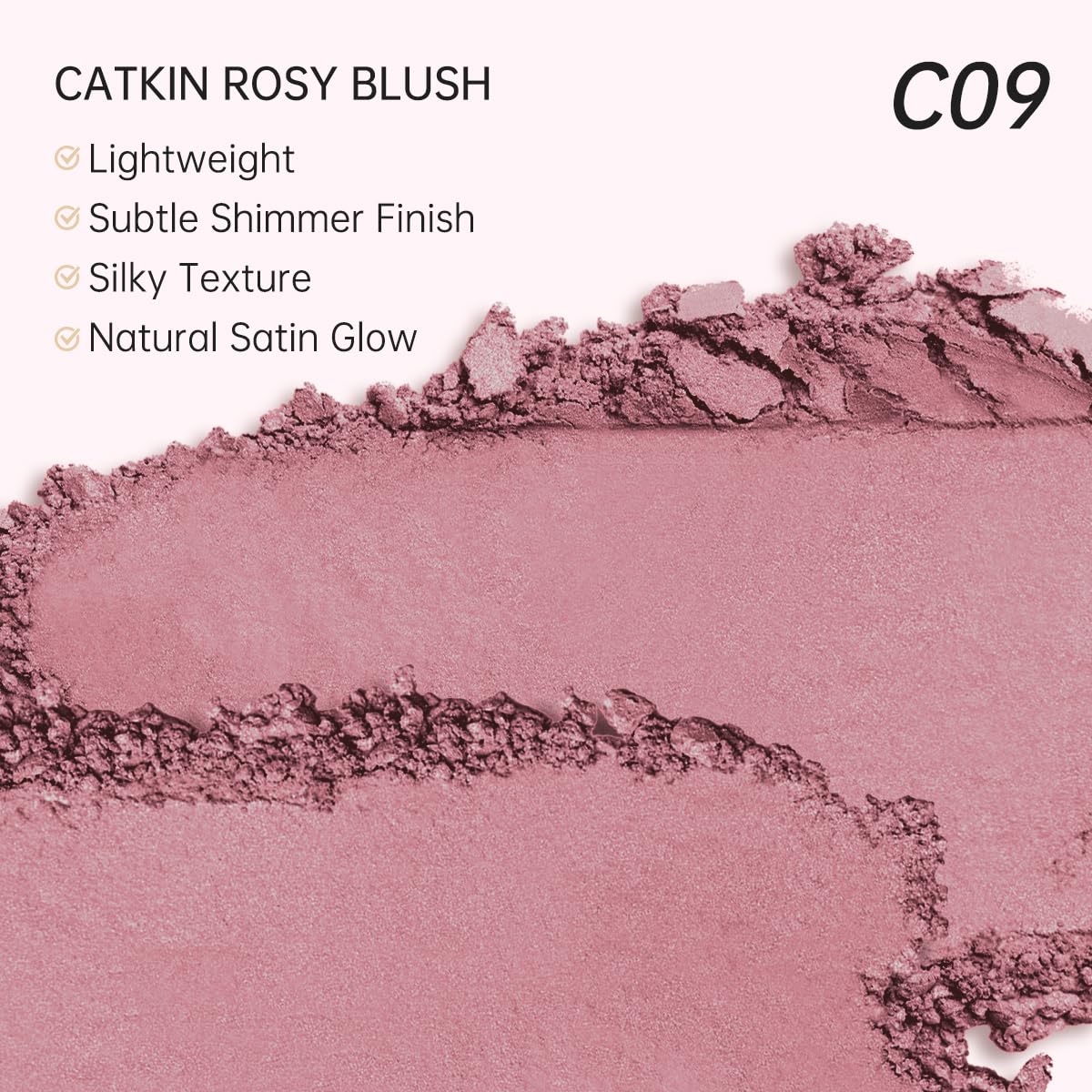 Catkin blush next to hand for size comparison and portable 10g convenience