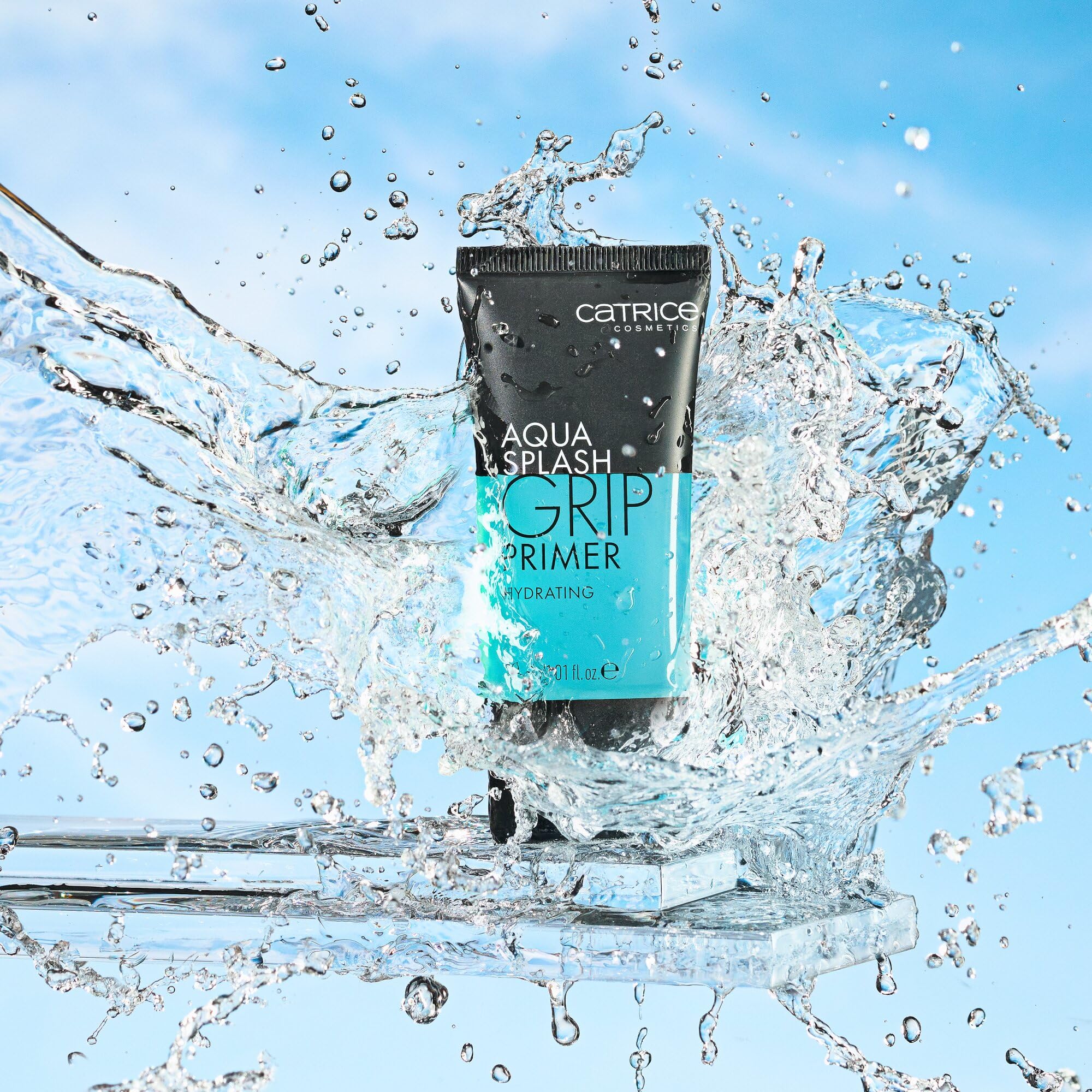 Catrice Cosmetics on vanity with mirror conveying refreshing daily skincare routine
