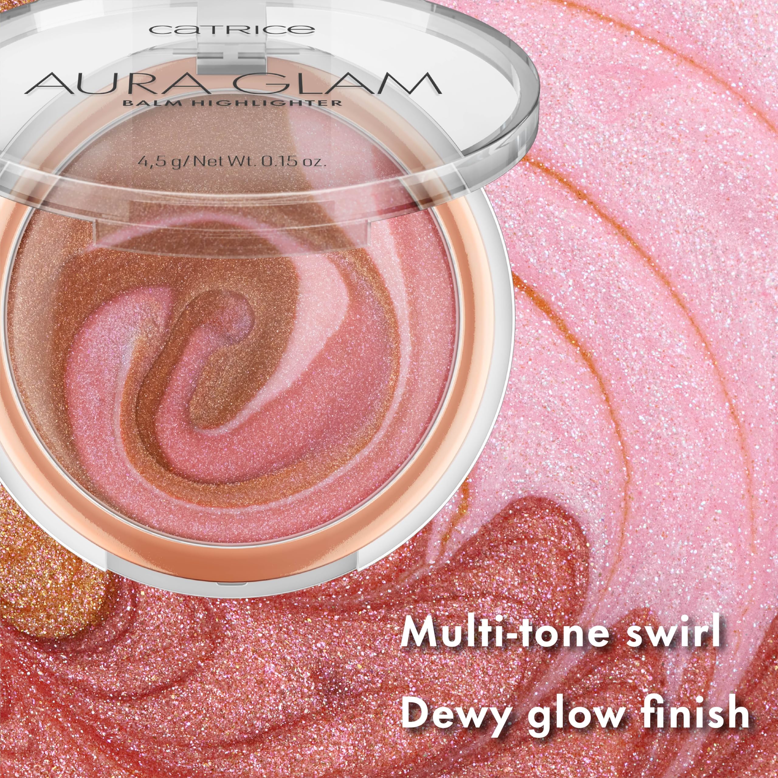 Catrice close top view of rosy pink and warm bronze swirl for blendable glow