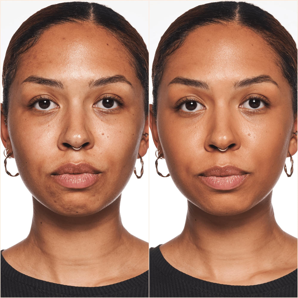 Catrice half-face before and after showing coverage improvement benefit