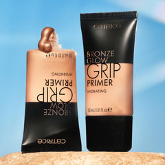 Catrice before after comparison displaying longer-lasting makeup and bronzed complexion benefit