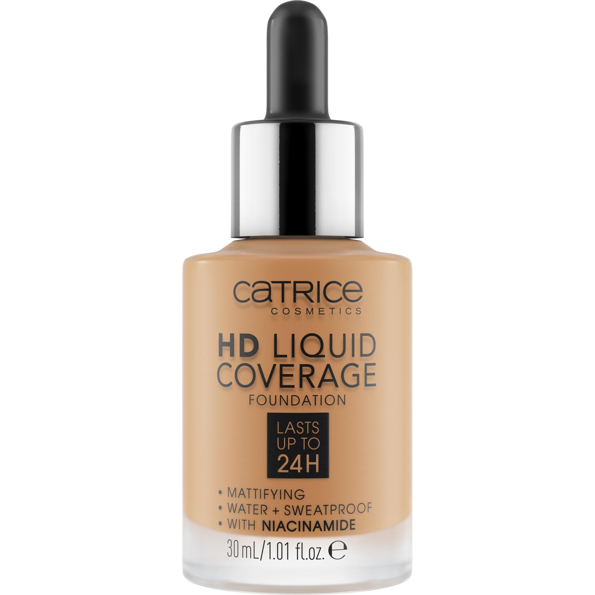 Catrice close-up dropper releasing a drop, illustrating controlled product use benefit