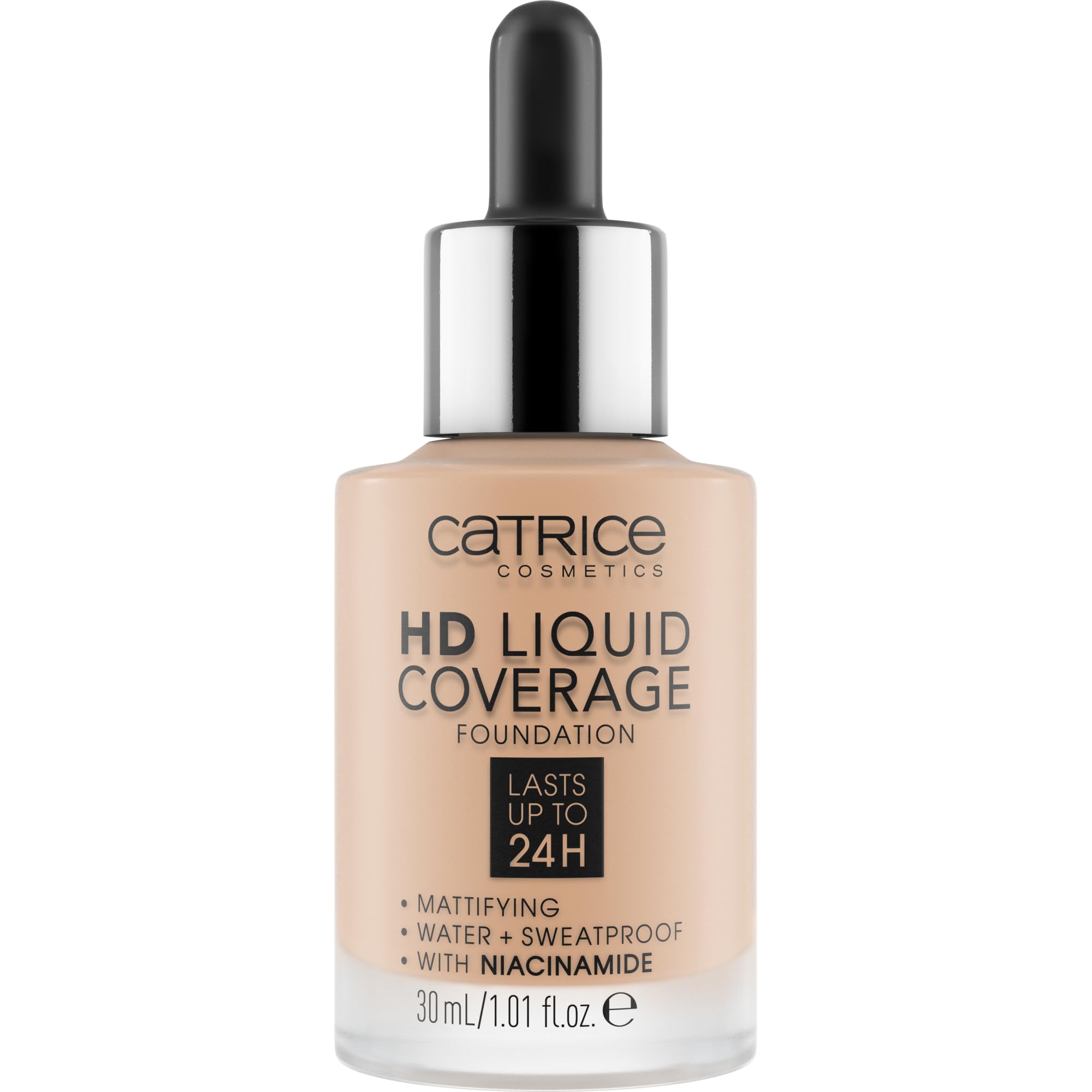 Catrice dropper applicator close-up delivering precise foundation amount and control