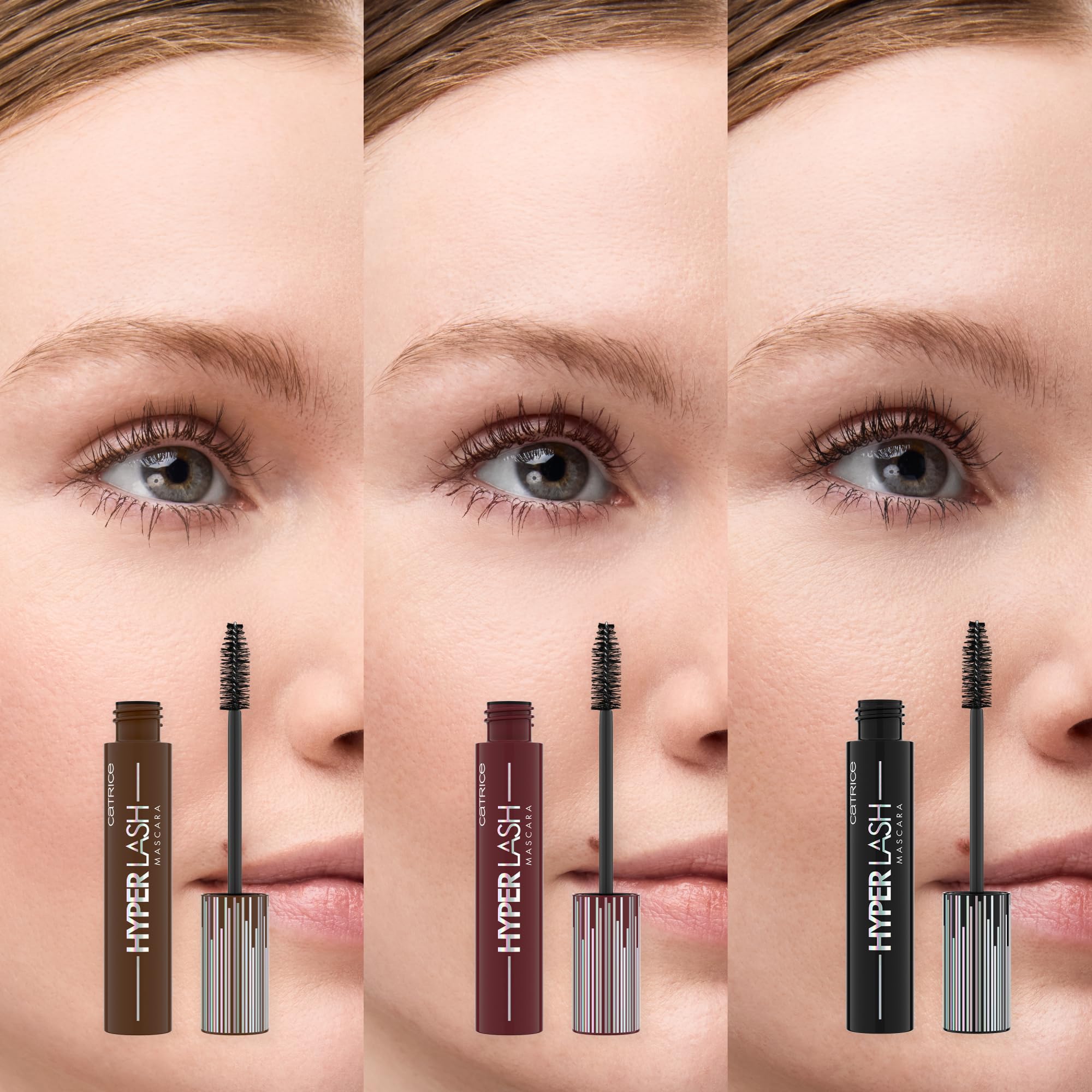 Catrice Hyper Lash before and after lashes showing increased volume and noticeable length