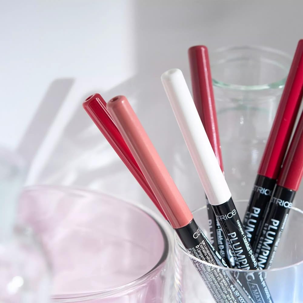Catrice lip liner swatched on hand showing true pigment and blendability