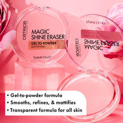 Applying Catrice with puff for targeted shine control and longwearing finish