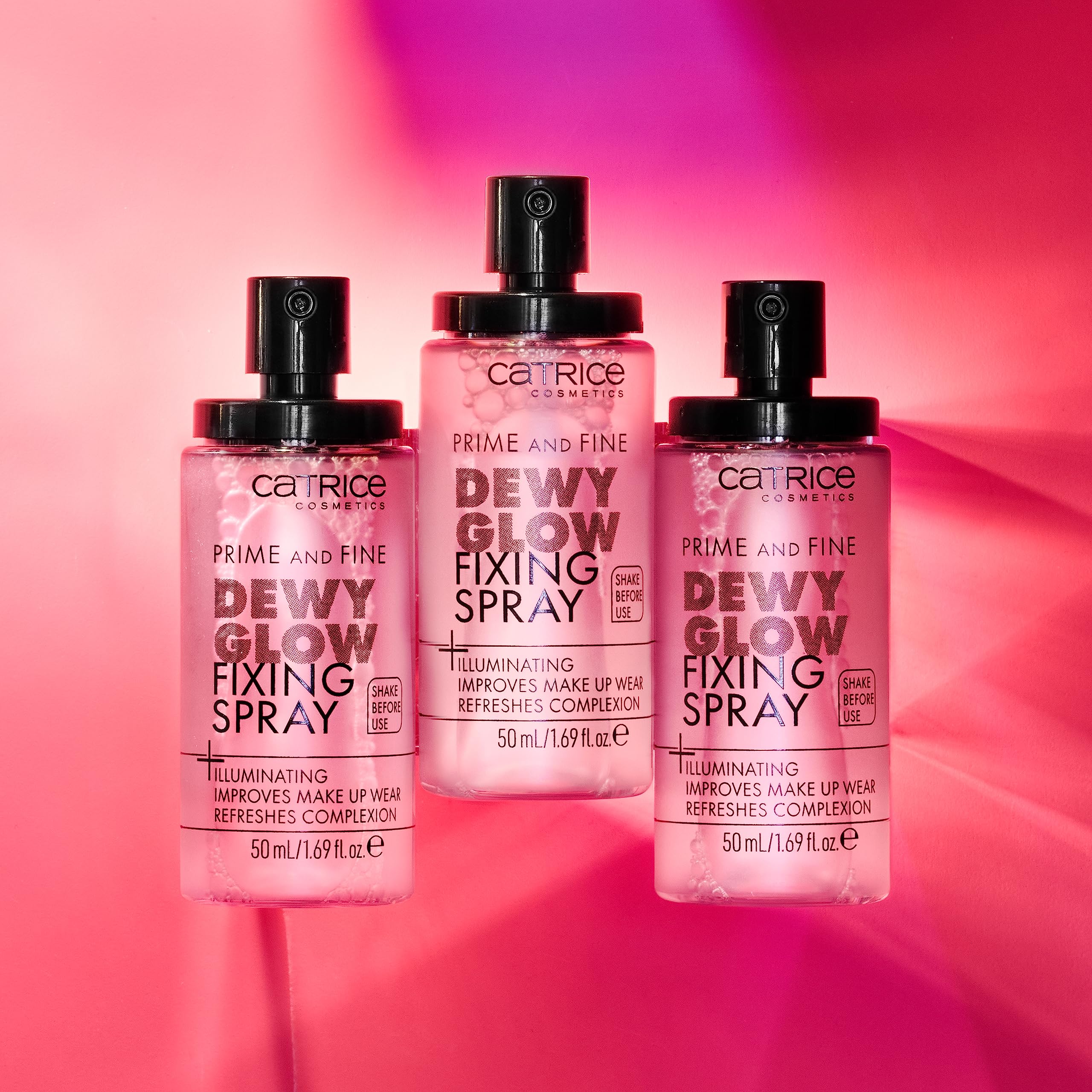 Catrice before-and-after makeup set demonstrating longer-lasting finish