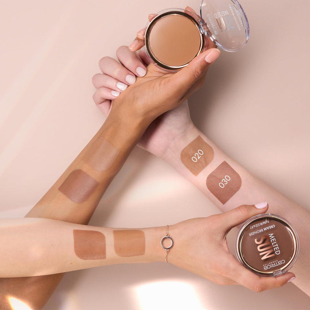 Catrice melted sun cream bronzer blended on cheek showcasing natural warmth