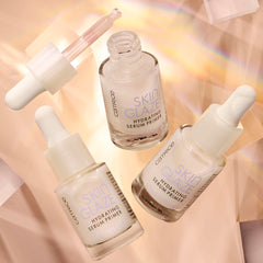 Vanity scene with Catrice primer showing effortless morning glow routine
