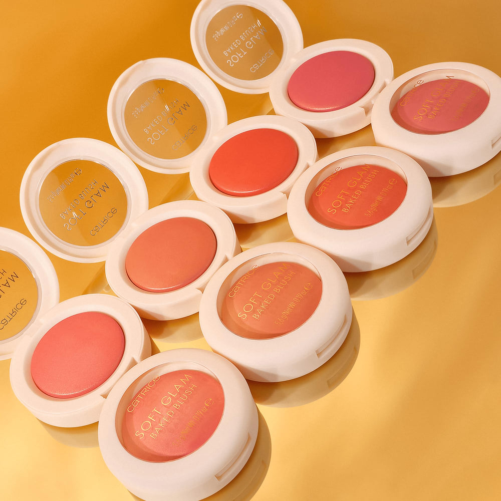 Flatlay of Catrice blush in a morning routine showing quick, buildable application benefit