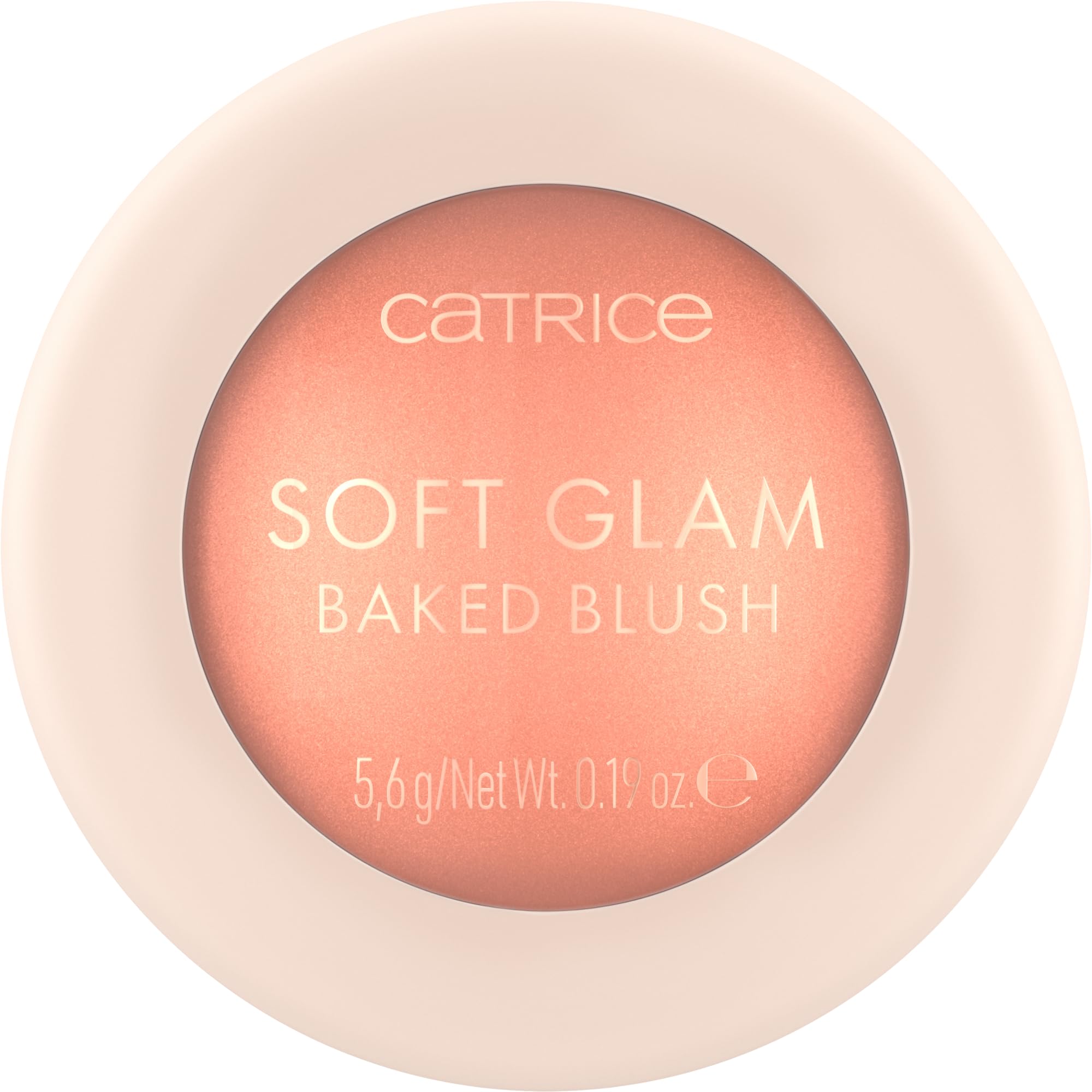 Catrice Soft Glam Baked Blush front pan showing peachy shade and glow benefit