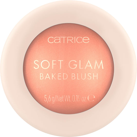 Catrice Soft Glam Baked Blush front pan showing peachy shade and glow benefit