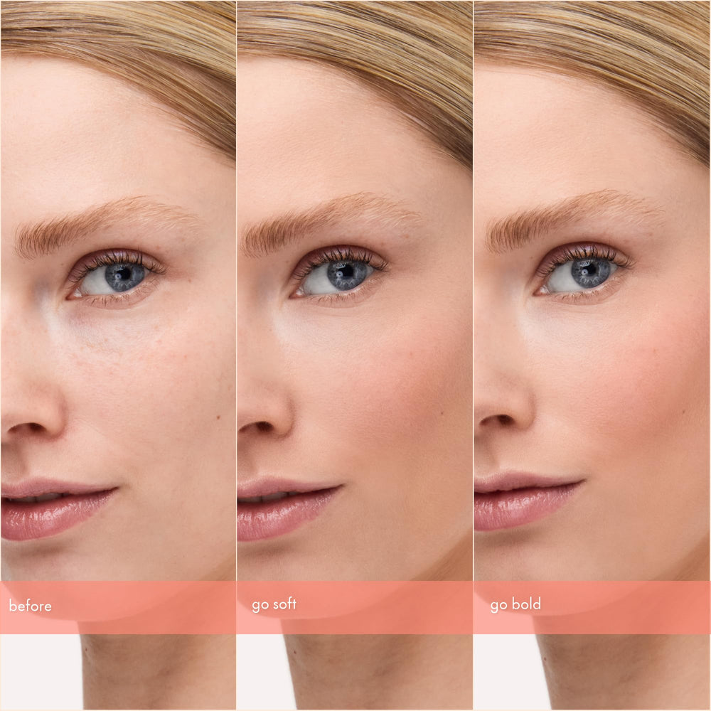 Catrice before-and-after cheeks showing diffused, airbrushed cheek benefit
