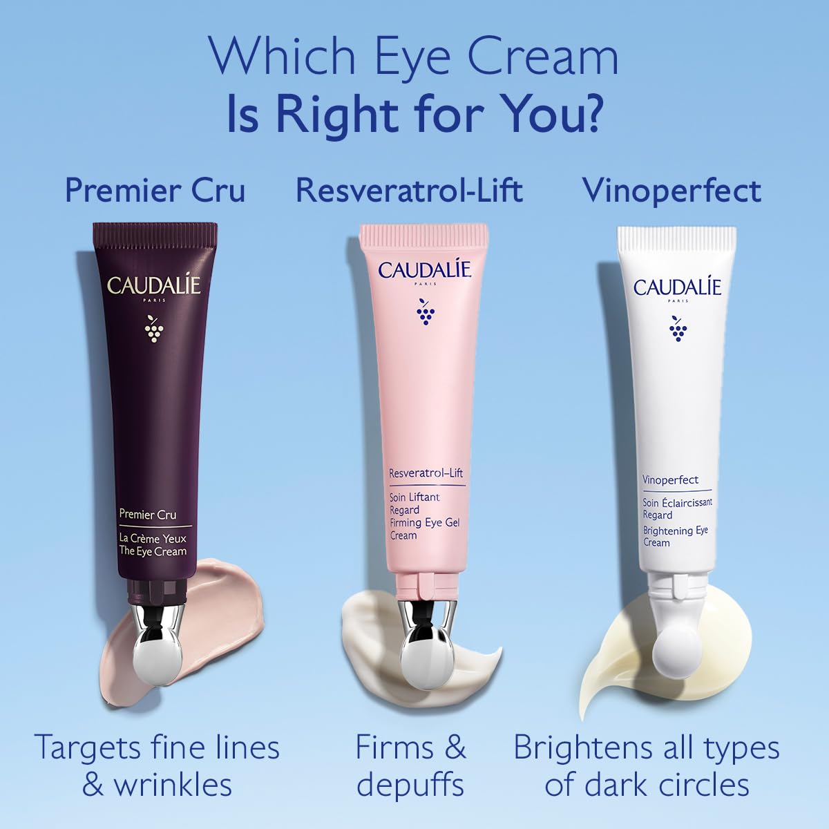 Caudalie conceptual before-and-after graphic indicating brightening benefit