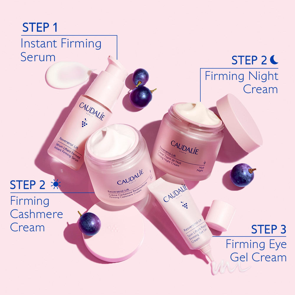 Hand applying Caudalie cream to cheek showing smooth spread and immediate comfort