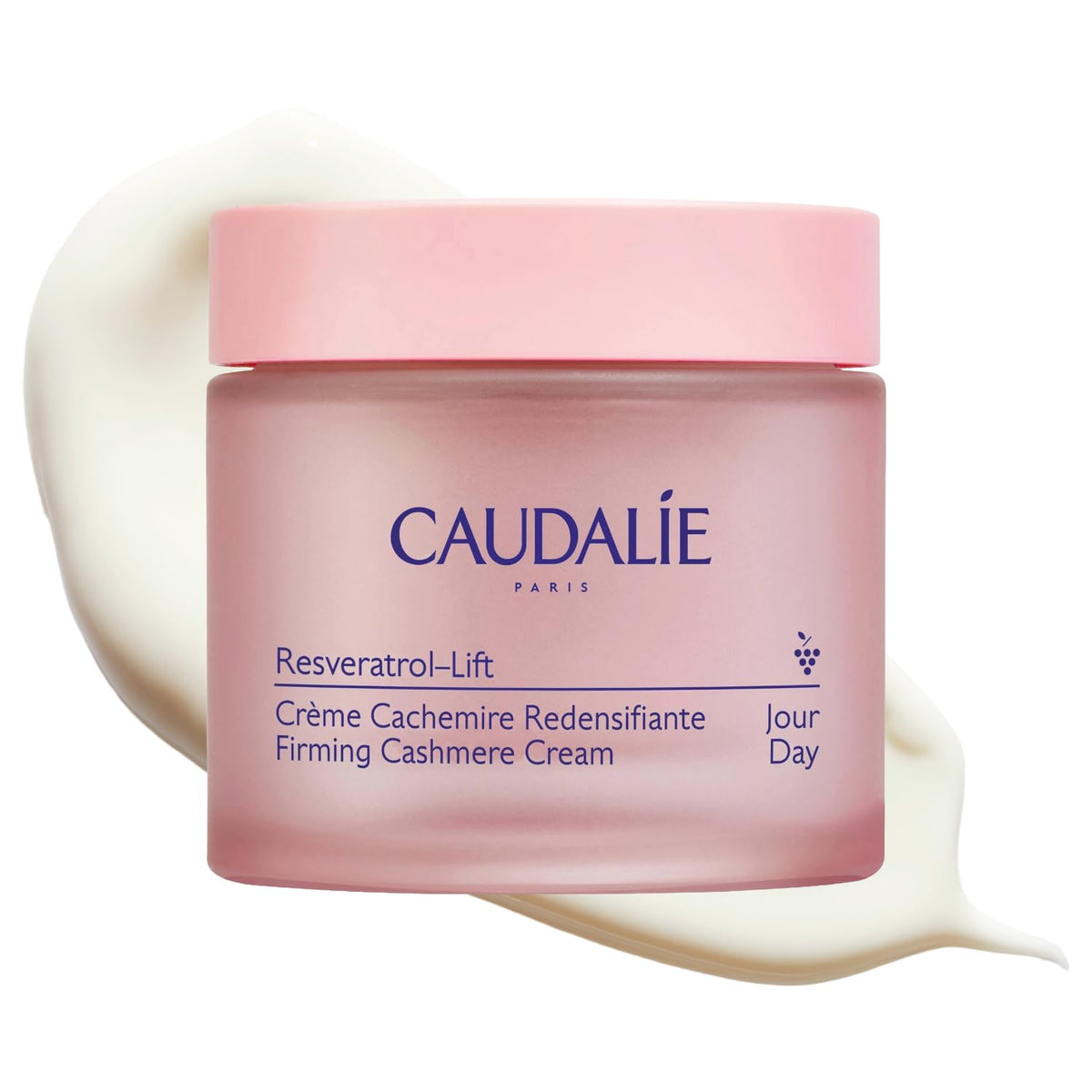 Caudalie cashmere cream front jar showing elegant packaging and refill feature