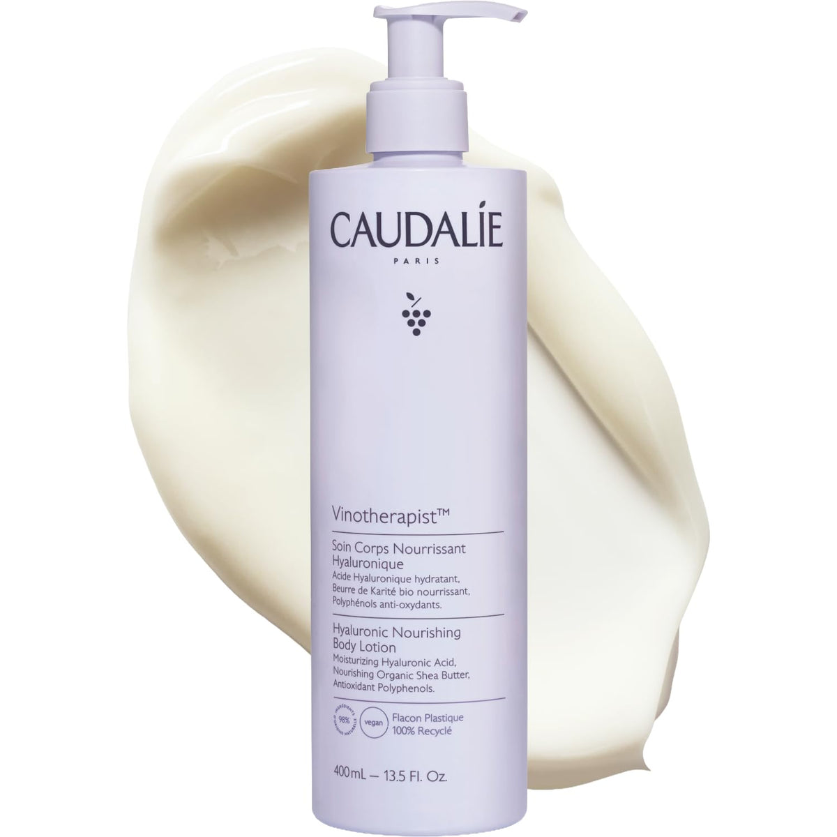 Caudalie front pump bottle showing size and everyday convenience