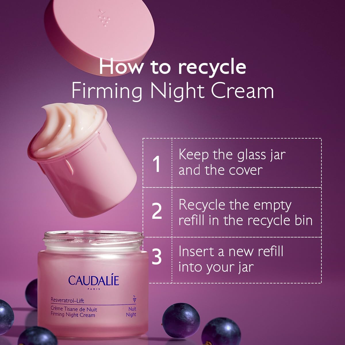 Caudalie night cream being applied to jawline to demonstrate lifting benefit