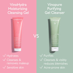 Grapes and hyaluronic acid visual with Caudalie, highlighting soothing hydration benefit