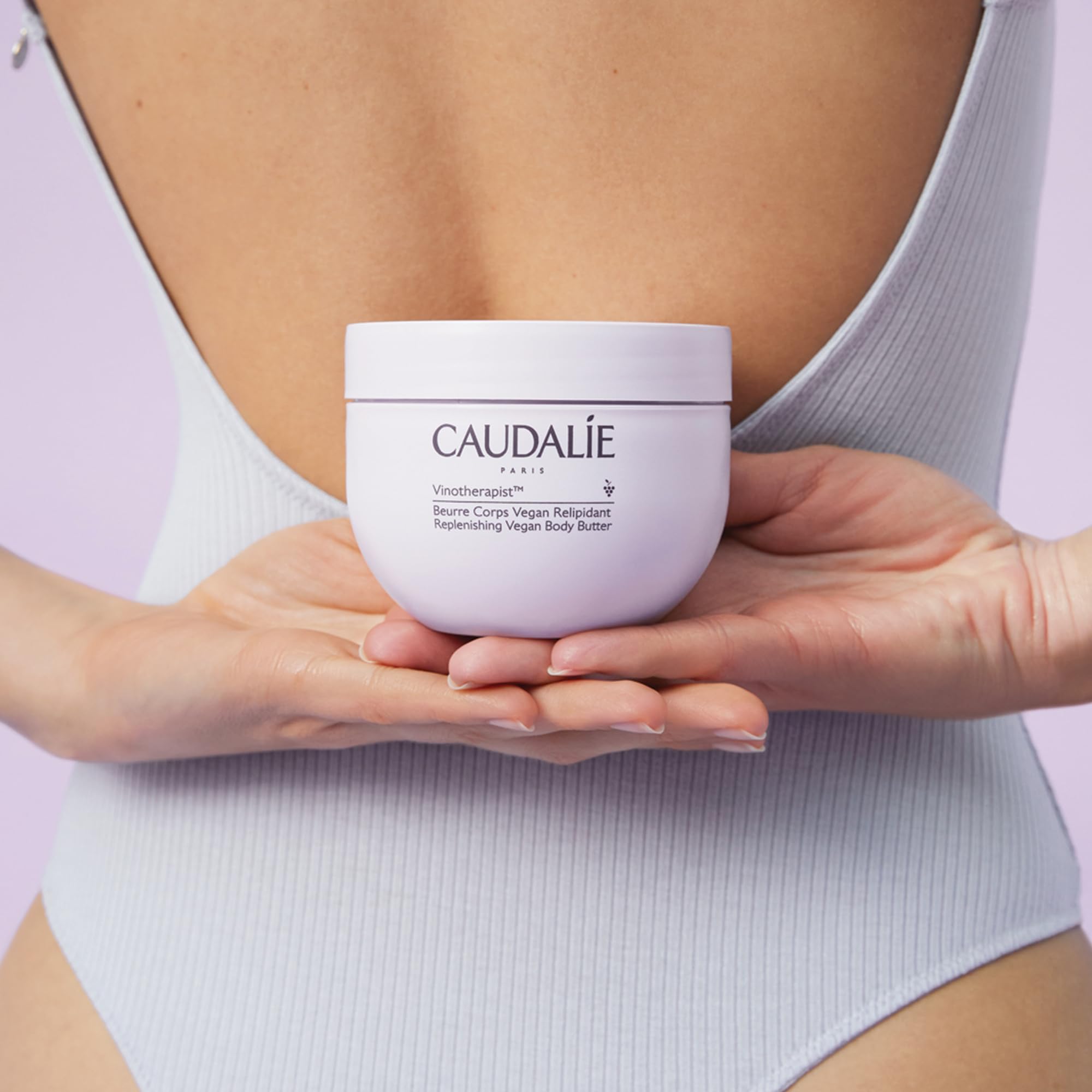 Caudalie product label close-up highlighting key moisturizing ingredients