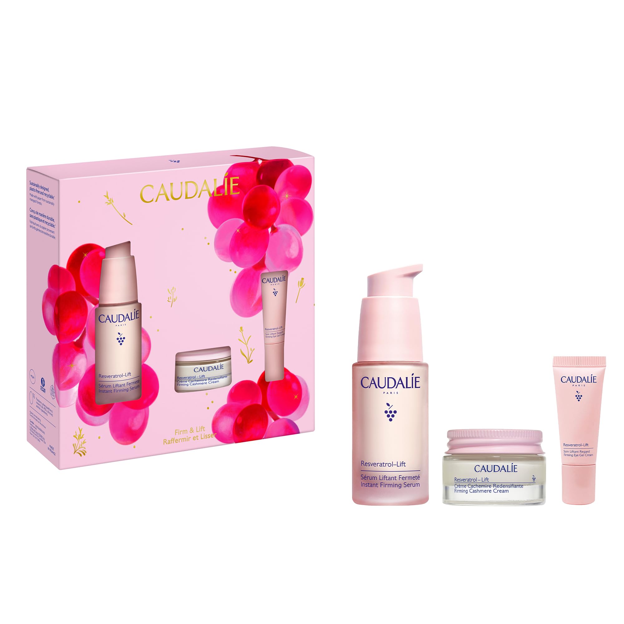 Caudalie front packaging showing the gift set and visible product benefits