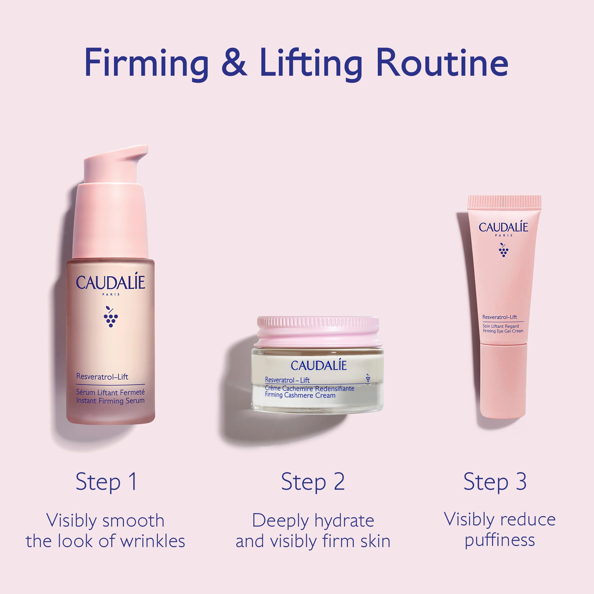 Caudalie Instant Firming Serum dropper close-up highlighting fast absorption benefit