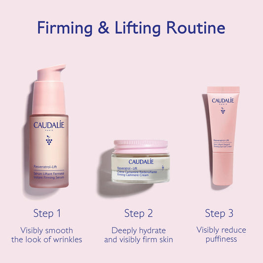 Caudalie Instant Firming Serum dropper close-up highlighting fast absorption benefit