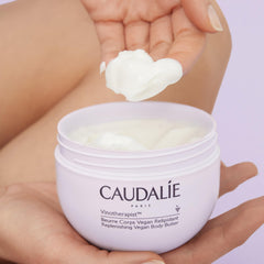 Caudalie evening routine application to lock in moisture overnight