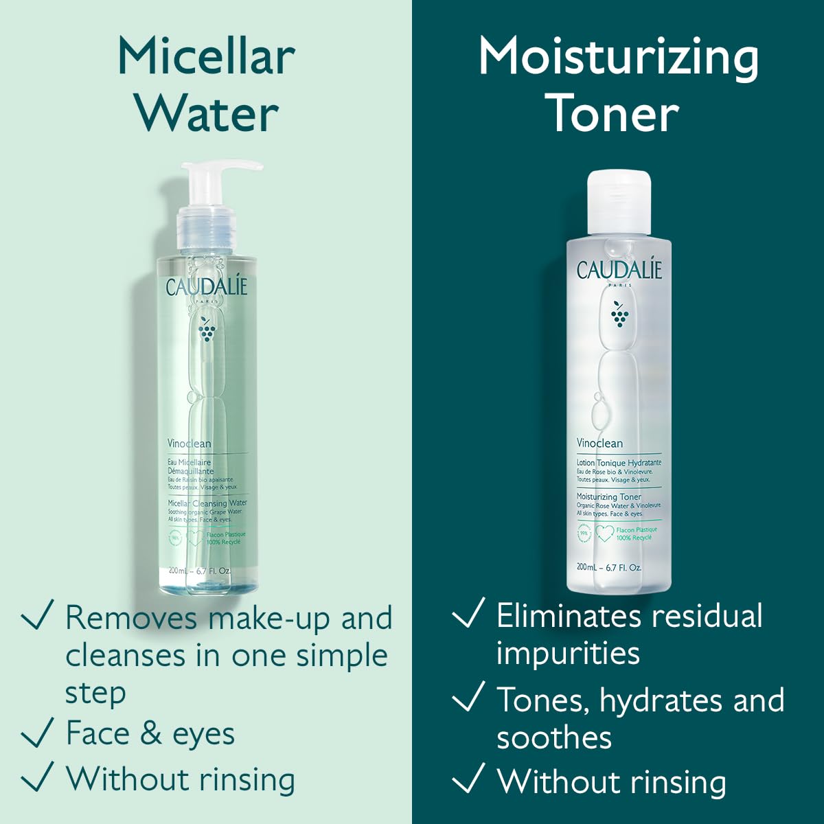 Caudalie Vinoclean bottle on a bathroom counter suggesting convenient daily use benefit