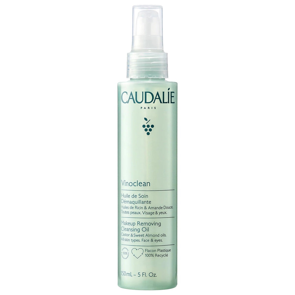 Caudalie Vinoclean front bottle showing clean design and volume benefit