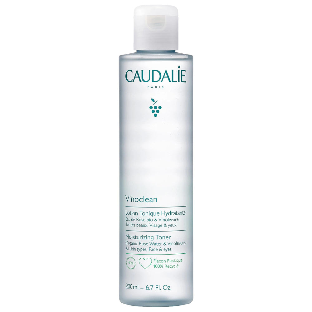 Caudalie bottle front view showing label and size for skincare routine benefit
