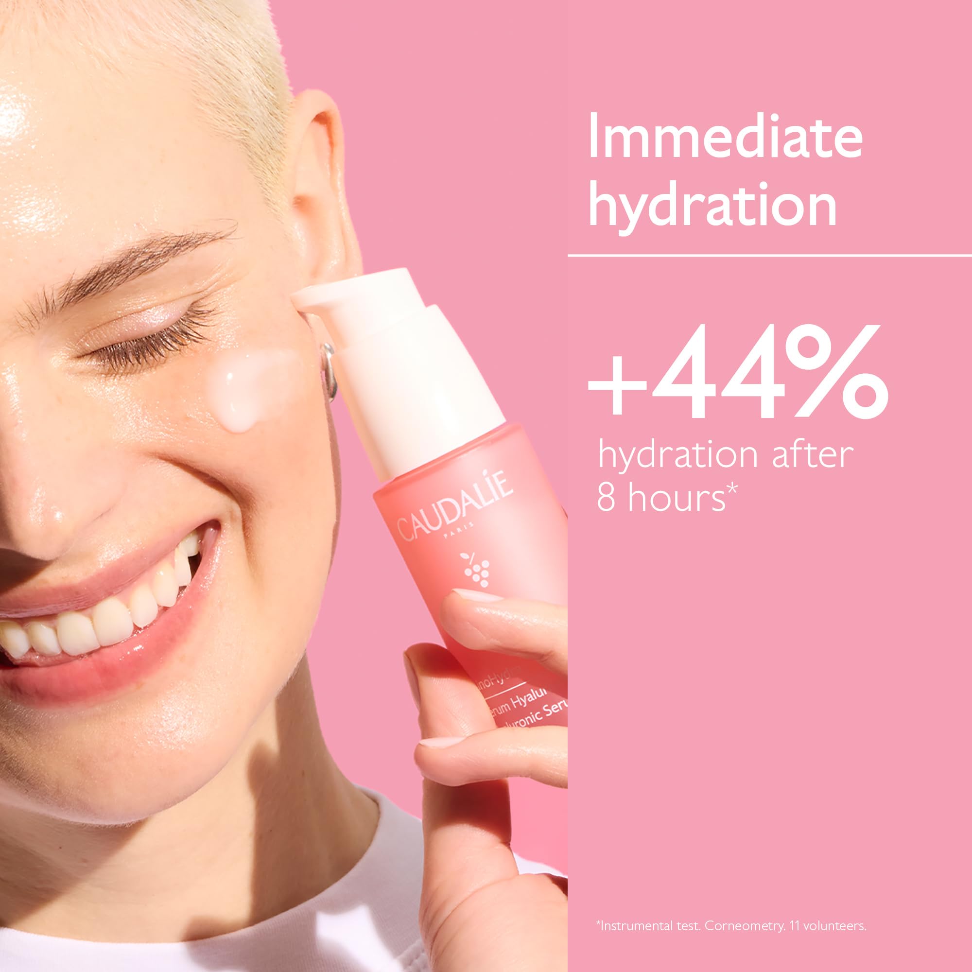 Caudalie VinoHydra label and ingredient list highlighting hyaluronic acid