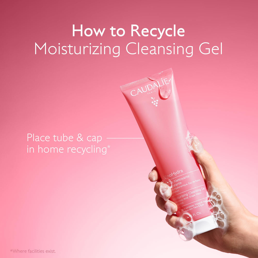 150 mL Caudalie bottle in hand for scale, showing travel-friendly size benefit