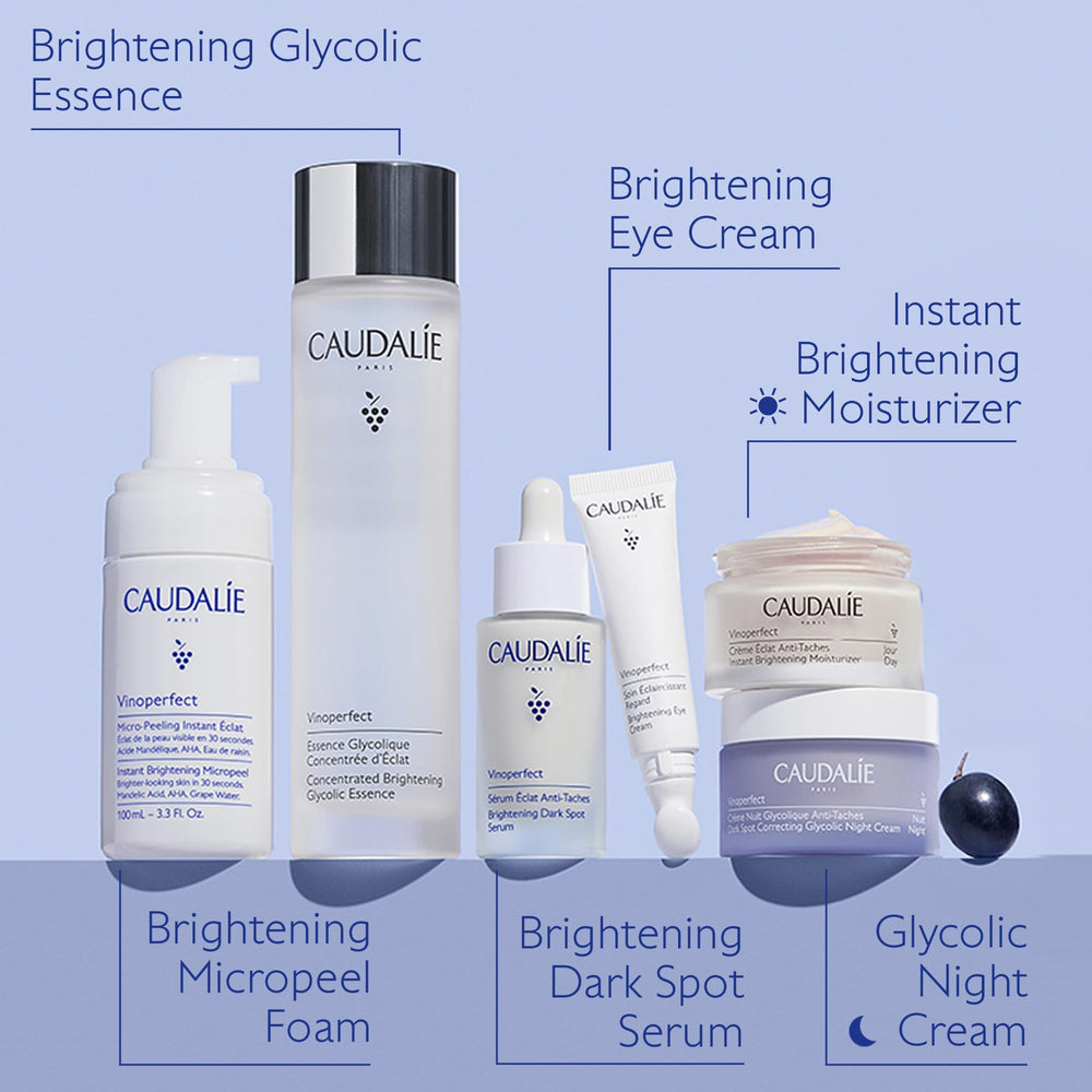 Caudalie being applied at night for brightening and renewal