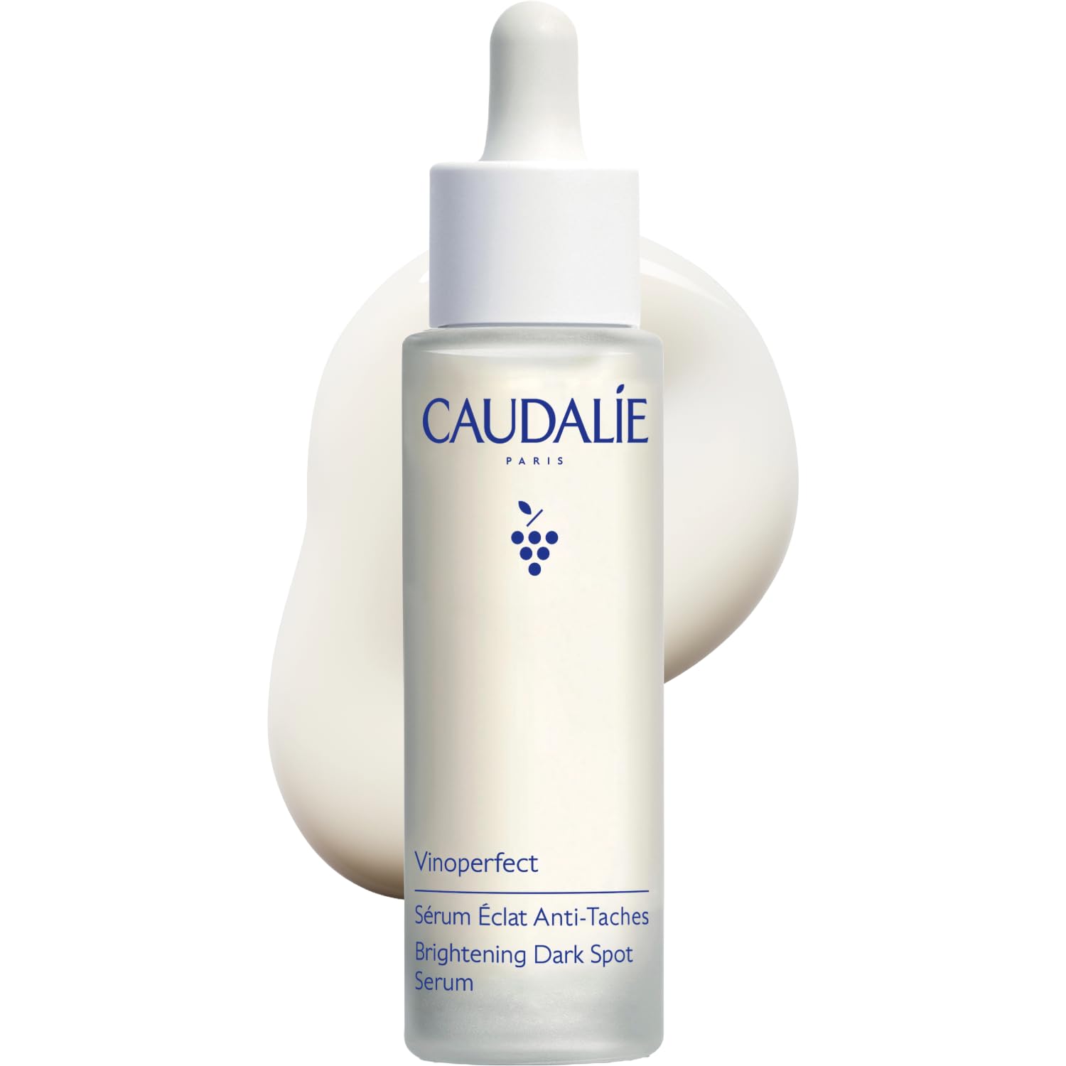 Caudalie front bottle of Vinoperfect serum showing product clarity and brand