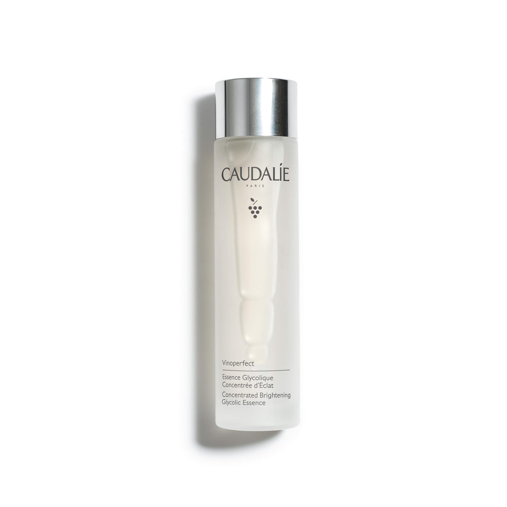 Caudalie bottle front view showing elegant packaging and radiance boost