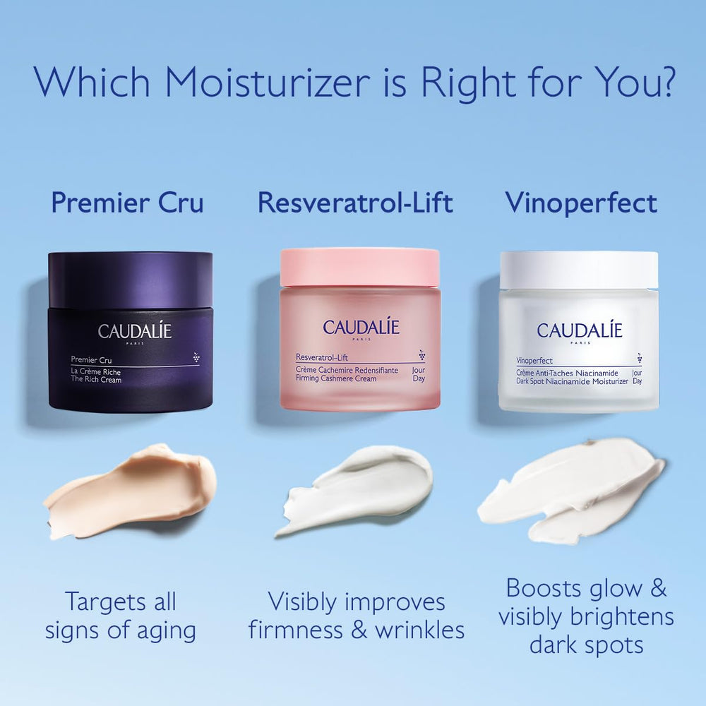 Hand with Caudalie Vinoperfect cream applied showing quick-absorbing texture benefit