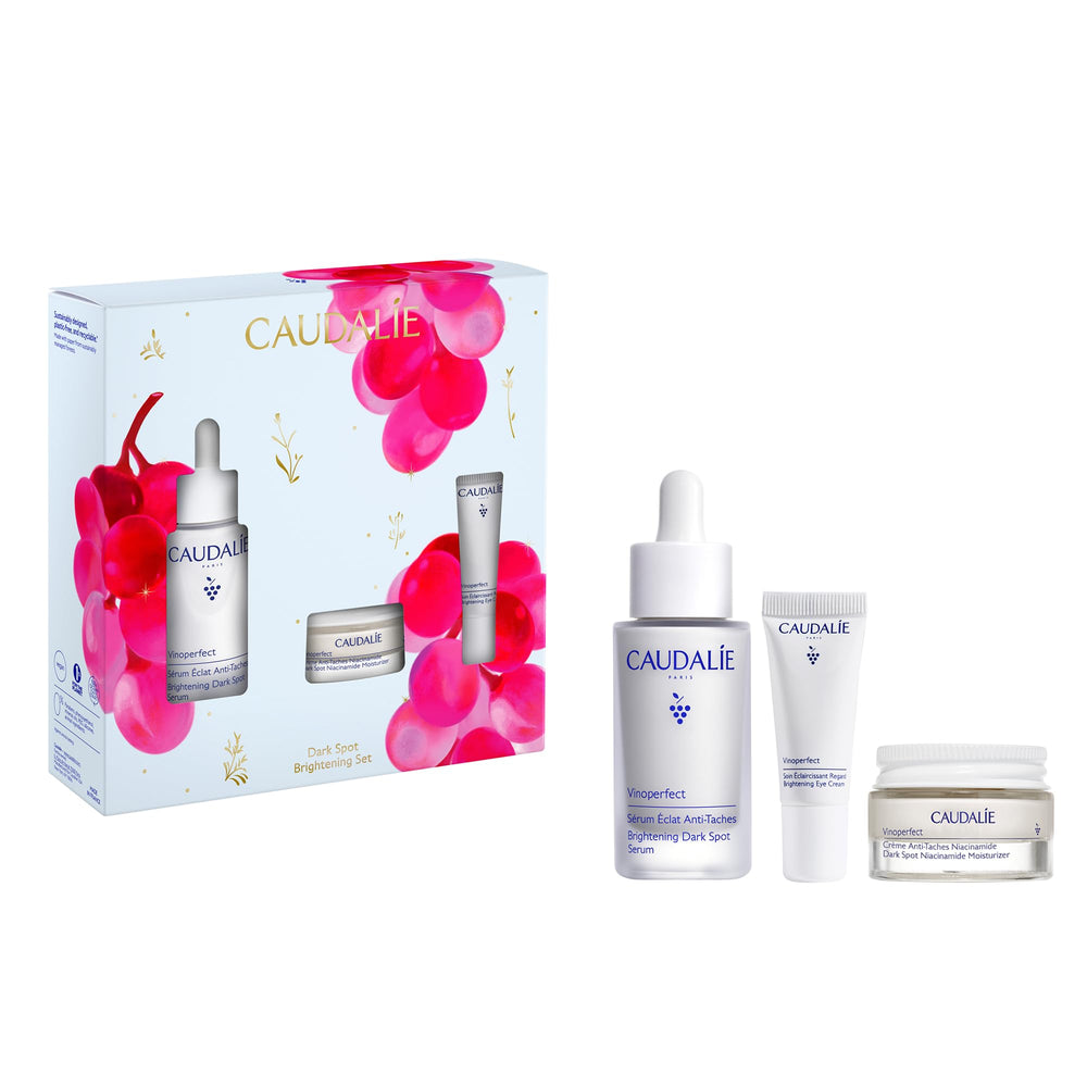 Caudalie Vinoperfect front packaging showing full-size serum and value