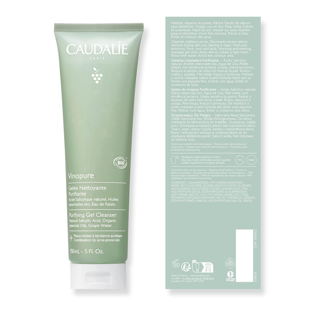 Before and after skin comparison using Caudalie Vinopure showing clearer pores benefit