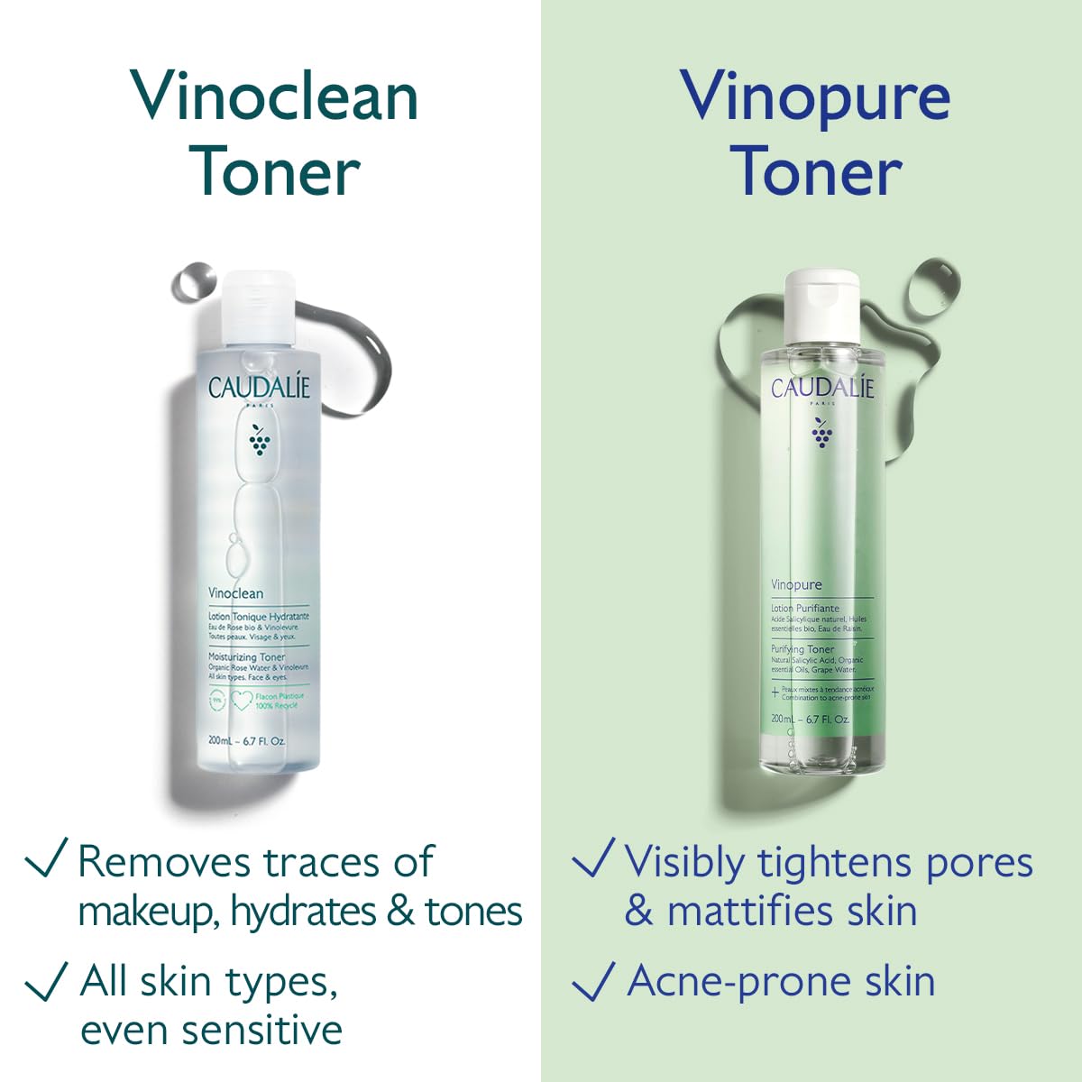Applying Caudalie Vinopure with a cotton pad for targeted pore-clearing benefit